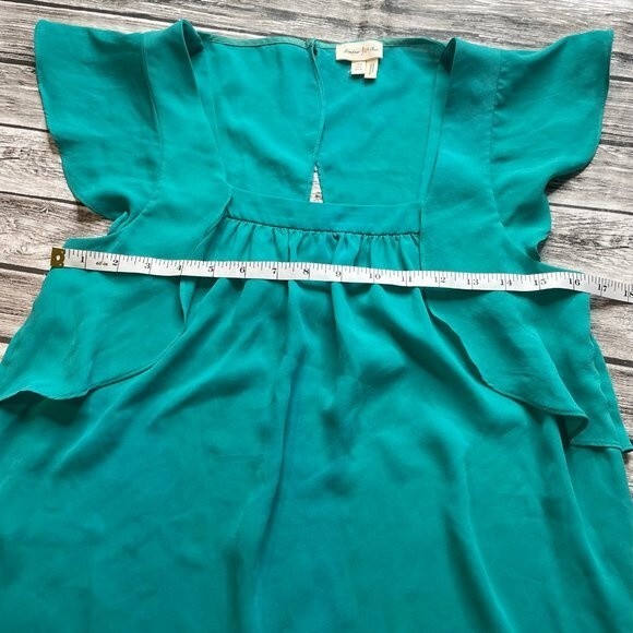 Anthro Anthropologie Meadow Rue Fly Away Blouse US 4 EU 36 Teal Button Closure - Picture 12 of 13